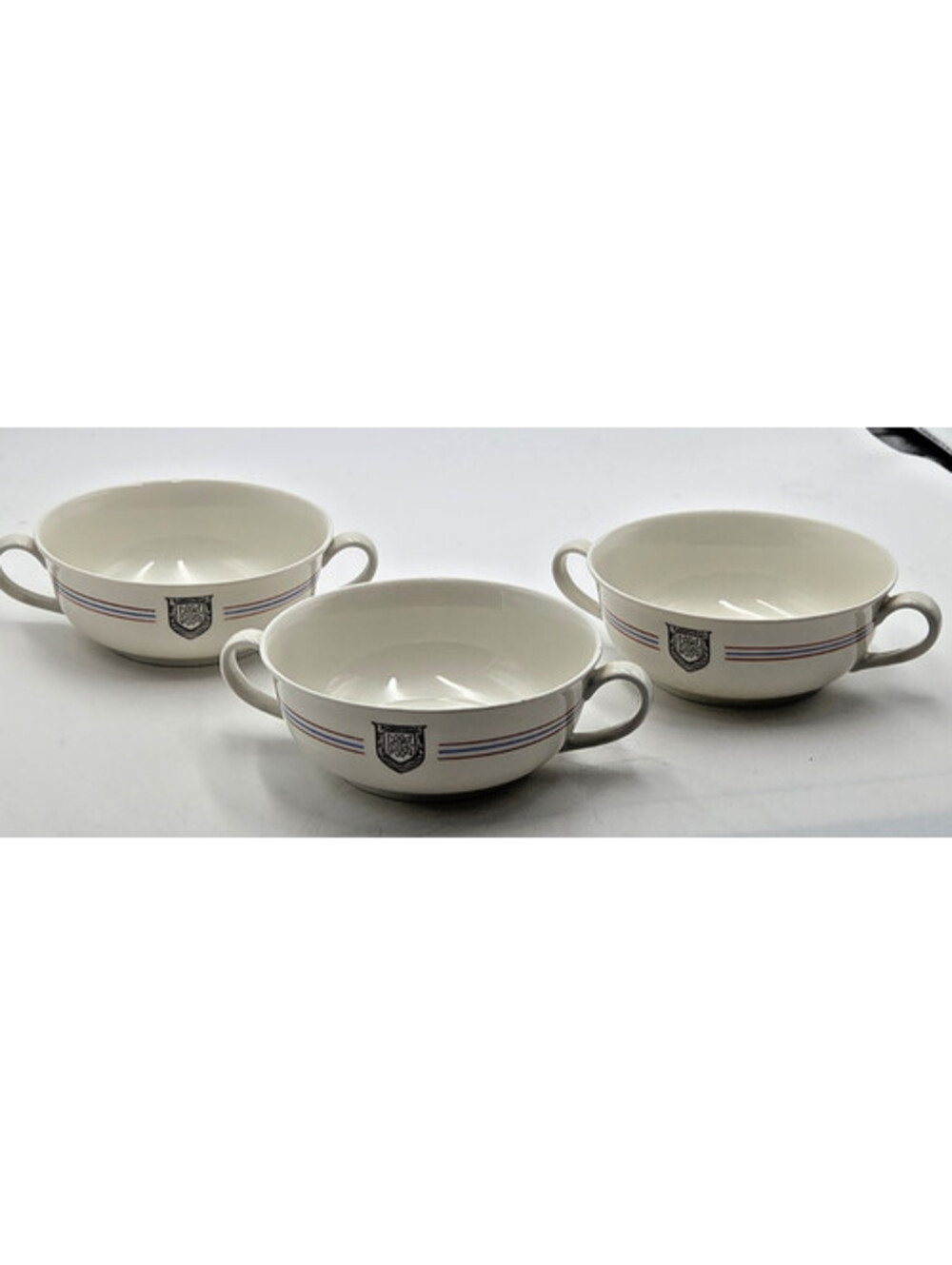 Porsgrund Norway Chicago Norske Klub Double Handle Soup Bowls Lot 3 1951 1953